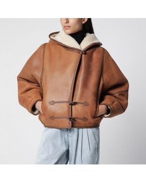 Isabel Marant Amiel Hooded Shearling Short Coat - Brown