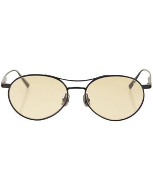 Brunello Cucinelli Titanium Aviator Sunglasses With Crystal Lenses - Natural