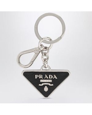 Prada Saffiano And Metal Key Ring - Metallic
