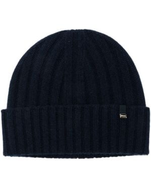 Herno Ribbed-Knit Beanie Hat - Blue
