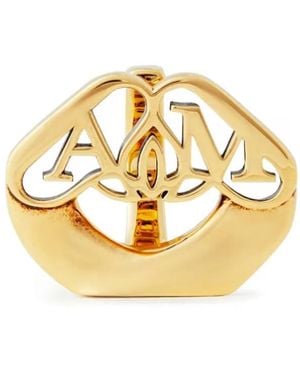 McQueen Seal Logo Ring - Metallic