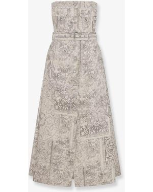 Dior Barocco Cotton And Linen Flared Midi Dress - White