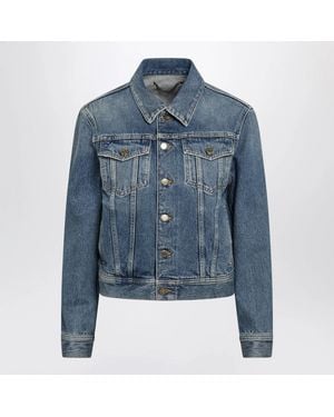 Golden Goose Denim Jacket With Classic Collar And Logo Buttons - Blue