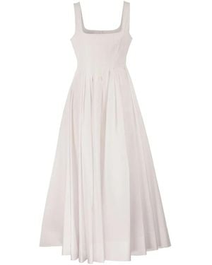 Max Mara Spxgiro – Structured Cotton Midi Dress With Full Skirt - White