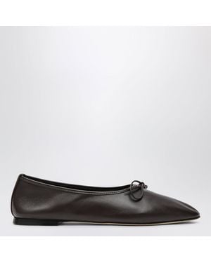 Dear Frances Espresso Leather Gala Ballet Flats - Black