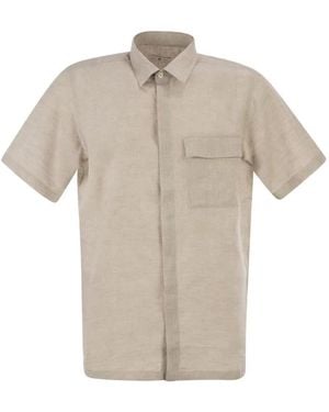 PT Torino Short-Sleeved Linen Shirt - Natural