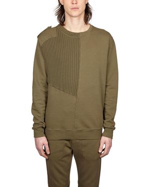 Damir Doma Cotton Crewneck Sweatshirt With Knit Insert - Green