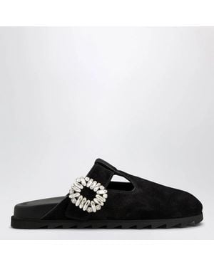 Roger Vivier Suede Mule Slidy Viv' - Black