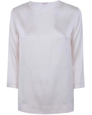 Rossopuro 3/4 Sleeve Silk Blouse - White