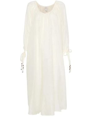 120% Lino Long Dress - White