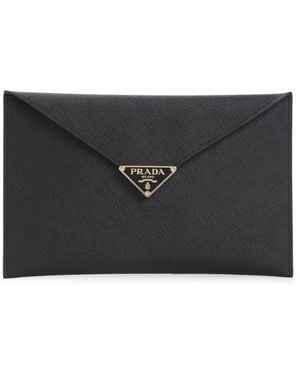 Prada Calf Leather Envelope Clutch - Black