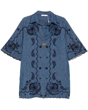 Zimmermann Aster Denim Mini Dress - Blue