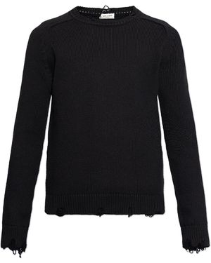 Saint Laurent Destroyed Knit Jumper - Black