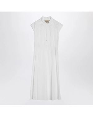 Valentino Midi Dress With Sangallo Embroidery - White