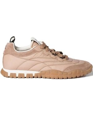 Miu Miu Tyre Runners Combining Recycled Technical Fabric, Suede, And Tire-Tread Rubber Soles - Pink