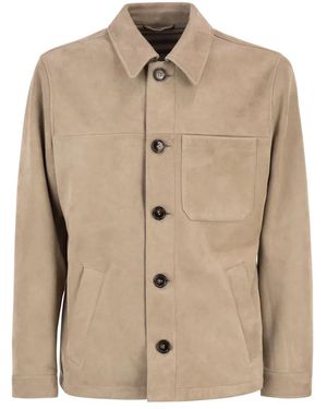 PT Torino Tailored Suede Leather Jacket - Natural