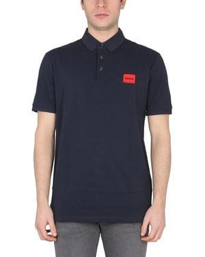 HUGO Polo Con Patch Logo - Blue