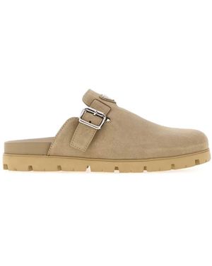 Prada Sand Suede Slippers - Brown