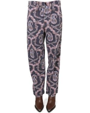 Etro Paisley Denim Pants - Blue
