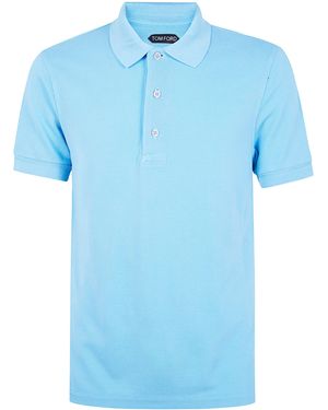 Tom Ford Lyocell Piquet Short Sleeves Polo Shirt - Blue