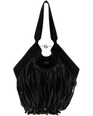 KHAITE Lotus Small Fringe Tote - Black