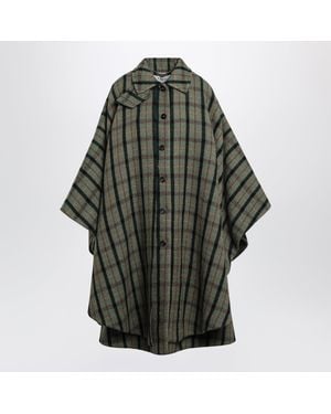 Chloé Check Cape Coat - Green