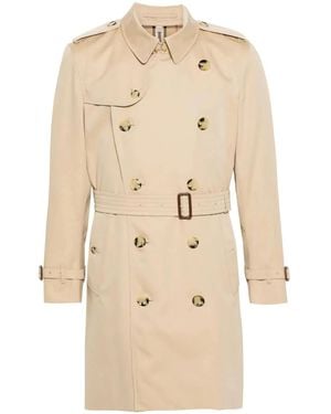 Burberry Double Breasted Cotton Trench Coat - Natural