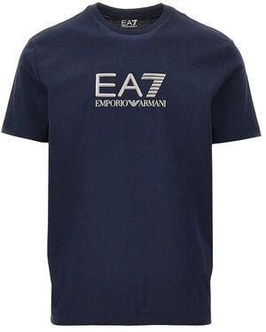 EA7 Lux Identity Cotton T-Shirt - Blue
