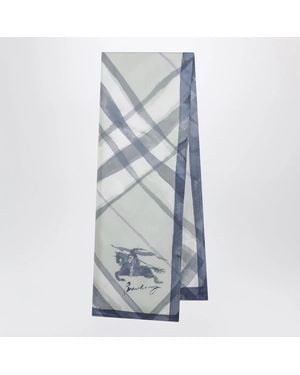 Burberry Large Watercolor Check Silk Scarf - Blue