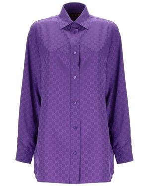 Gucci Shirt With "Gg" Weave - Purple
