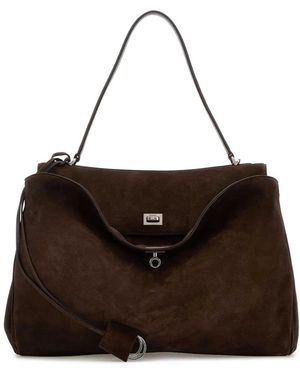 Balenciaga Dark Suede Large Rodeo Handbag - Brown