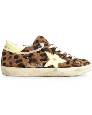 Golden Goose Leopard Pale Super-Star Trainers - Brown