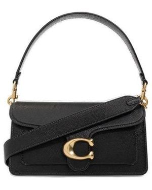 COACH Leather Tabby Logo Shoulder Bag. - Black