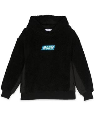 MSGM Teddy Bear+Nylon Hoodie - Black