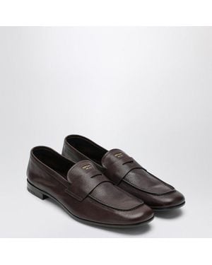 Prada Dark Leather Loafers - Black
