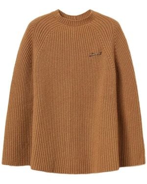 Twinset Twinset Ribbed Jewel-Embellished Cape - Brown