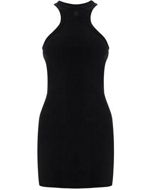 Courreges Cotton Mini Dress With High Neck And Sleeveless Design - Black