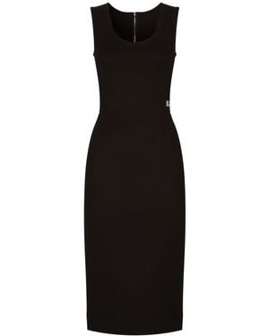 Dolce & Gabbana Sleeveless Milano Rib Midi Dress - Black