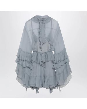 Chloé Powder Silk Mousseline Mini Dress - Blue