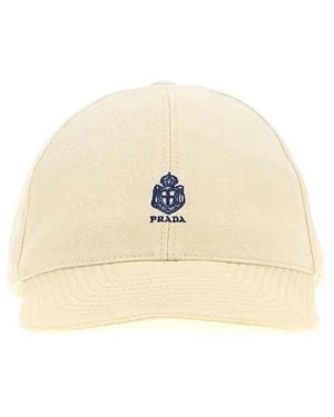 Prada Cream Cotton Baseball Cap - Natural