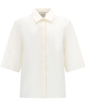 Alysi Silk Cropped Shirt - White