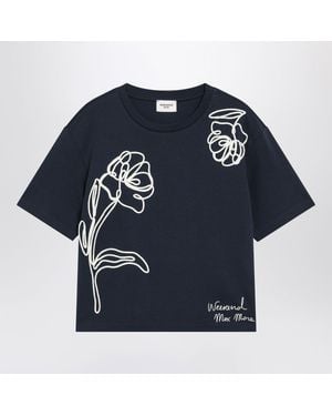 Weekend by Maxmara Boxy Cotton Tshirt With Print - Blue
