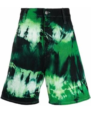 Ami Paris Bermuda Shorts With Tie Dye Pattern - Green