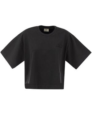 Autry Boxy T-Shirt With Logo - Black
