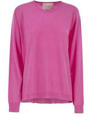 Vanisé Cashmere Crew-Neck Sweater With Fluid Silhouette - Pink