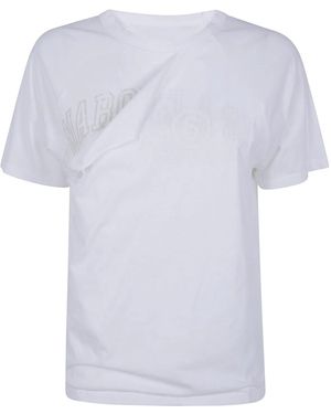 MM6 by Maison Margiela Cotton Jersey Tshirt With Distressed Detail - White
