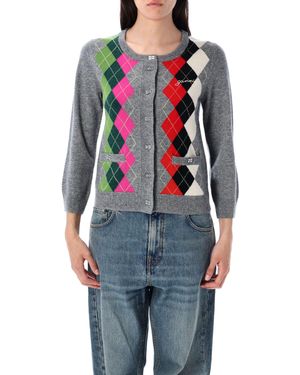 Ganni Cardigan Argyle - Blue