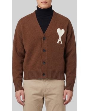Ami Paris Ami De Coeur Cardigan - Brown