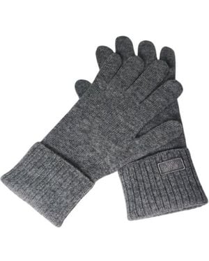 Weekend by Maxmara Ribbed Knit Logo Gloves - Gray