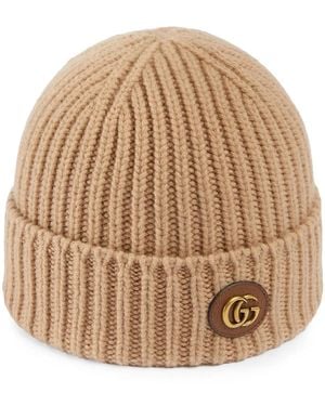 Gucci Cashmere Wool Hat With - Natural